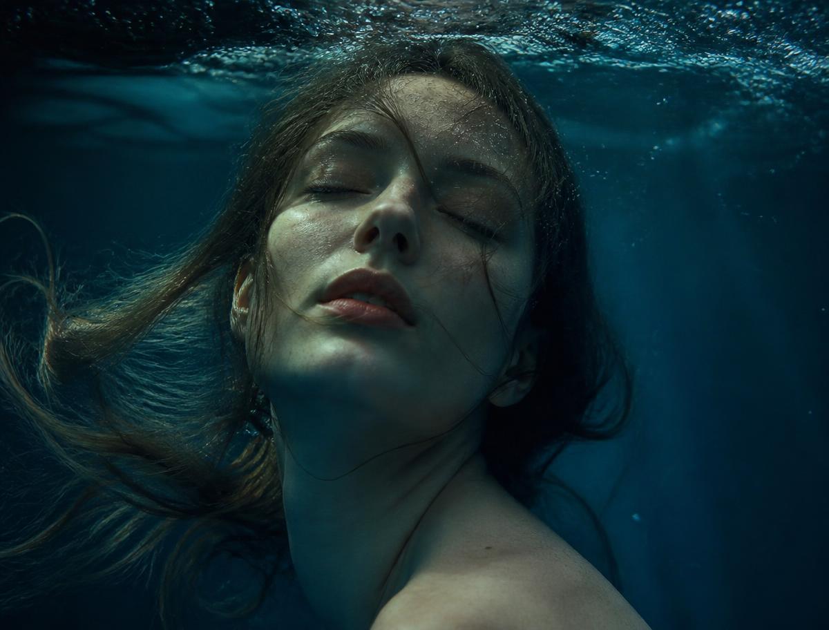 Serene portrait just beneath the surface